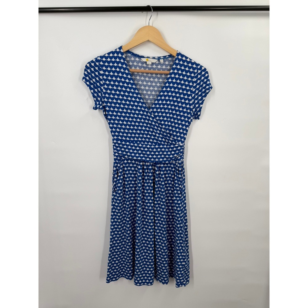 Boden Faux Wrap Dress Womens 6P Casual Classic Timeless Summer Scalloped
